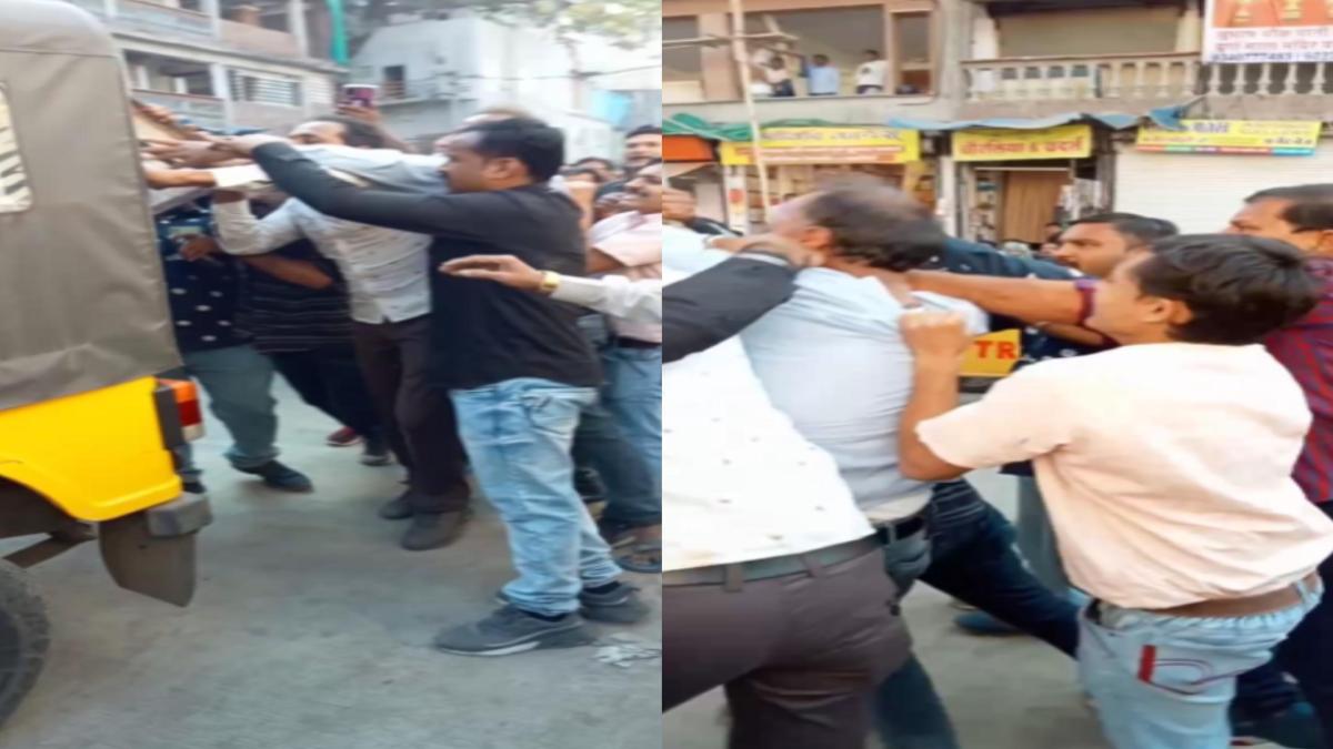 अतिक्रमण हटाने पर बवाल VIDEO: नगर निगम की टीम के साथ दुकानदारों ने की हाथापाई, इंदौर के एमजी रोड का मामला