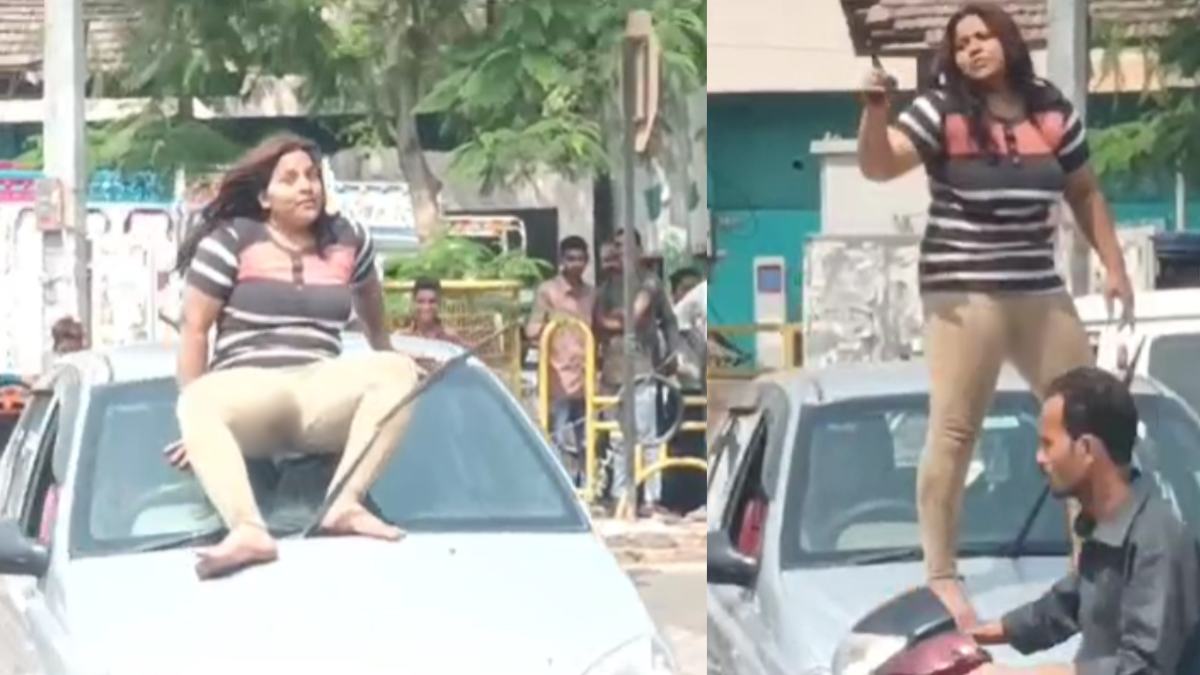 बीच सड़क युवती का हाईवोल्टेज ड्रामा, VIDEO: राहगीरों के साथ गाली-गलौज करते हुए कार सवार को पीटा, बुजुर्ग की एक्टिवा छुड़ाकर खुद चलाने लगी