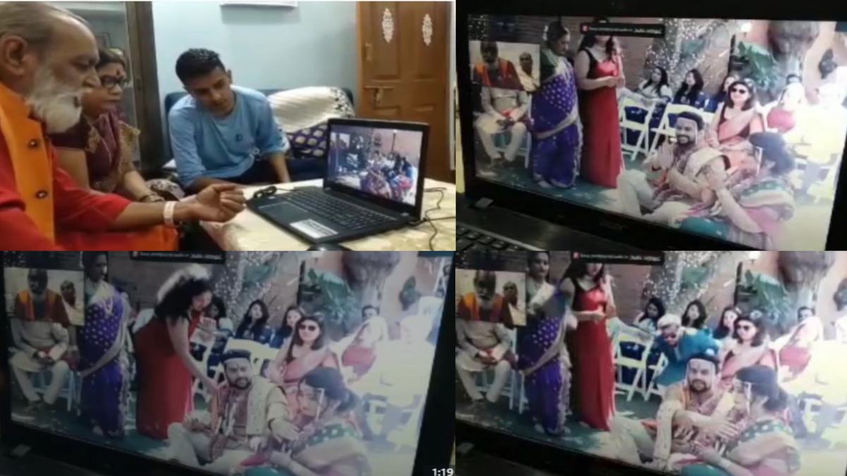 ऑनलाइन विवाह, VIDEO: अमेरिका में दूल्हा और दुल्हन, पंडित ने वीडियो कॉल के जरिए विधि-विधान से कराई शादी