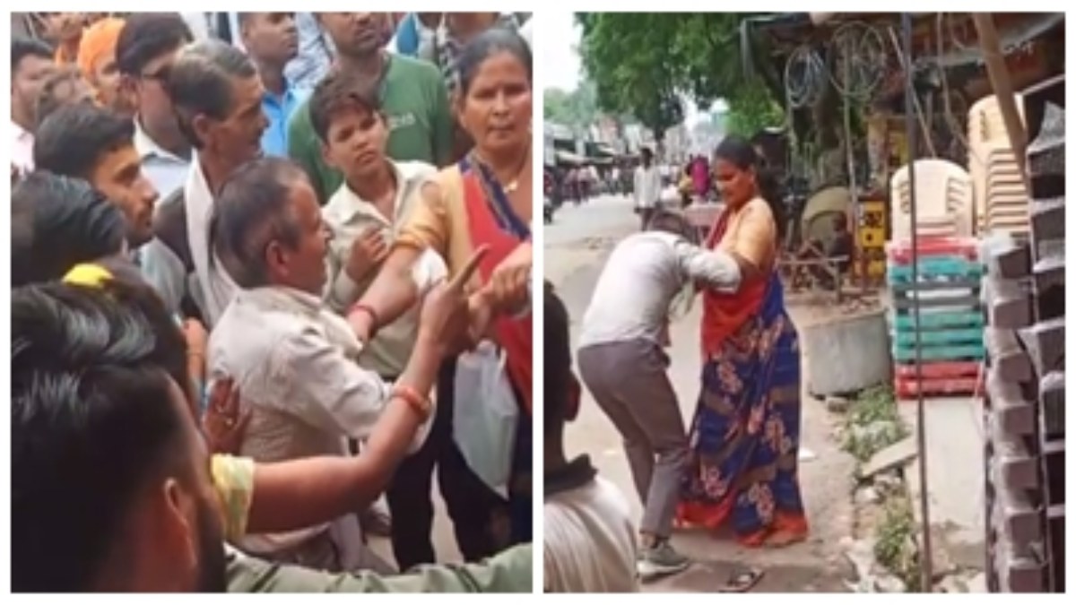 छेड़खानी करना पड़ा भारी: महिला ने बीच सड़क कर दी जमकर पिटाई, VIDEO वायरल