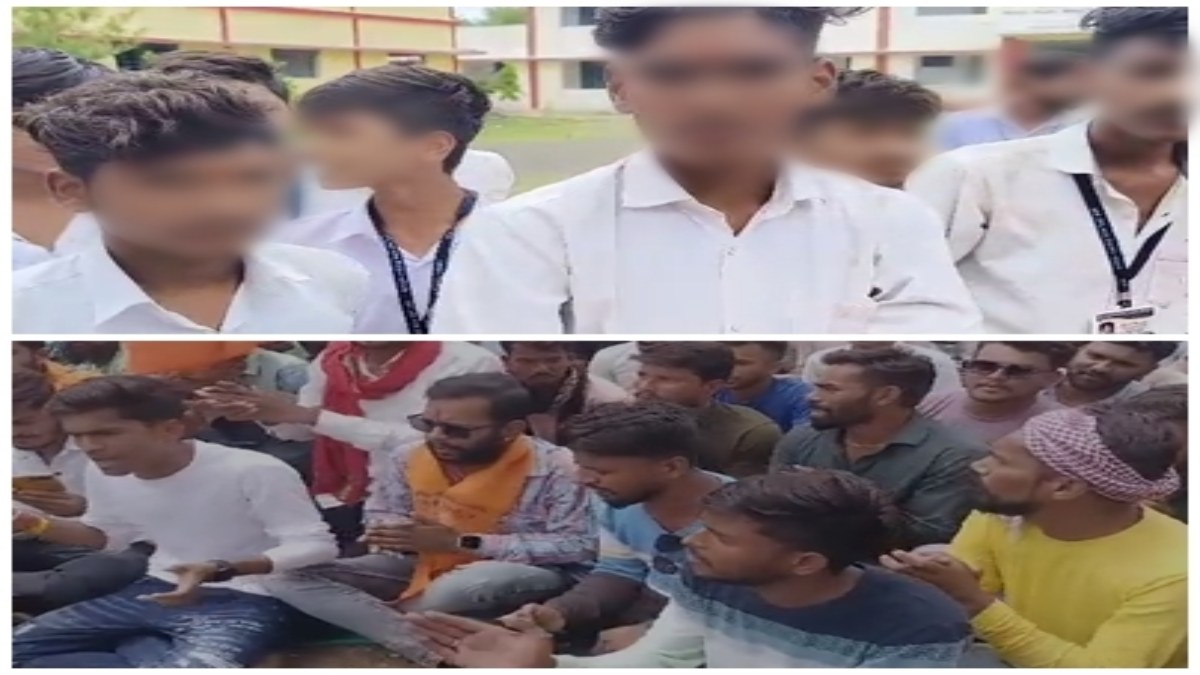 भारत के हिंदू राष्ट्र के सवाल पर शिक्षक ने छात्रों को पीटा: कार्रवाई की मांग कर लोगों ने घेरा स्कूल, हनुमान चालीसा का पाठ कर लगाए जय श्री राम के नारे