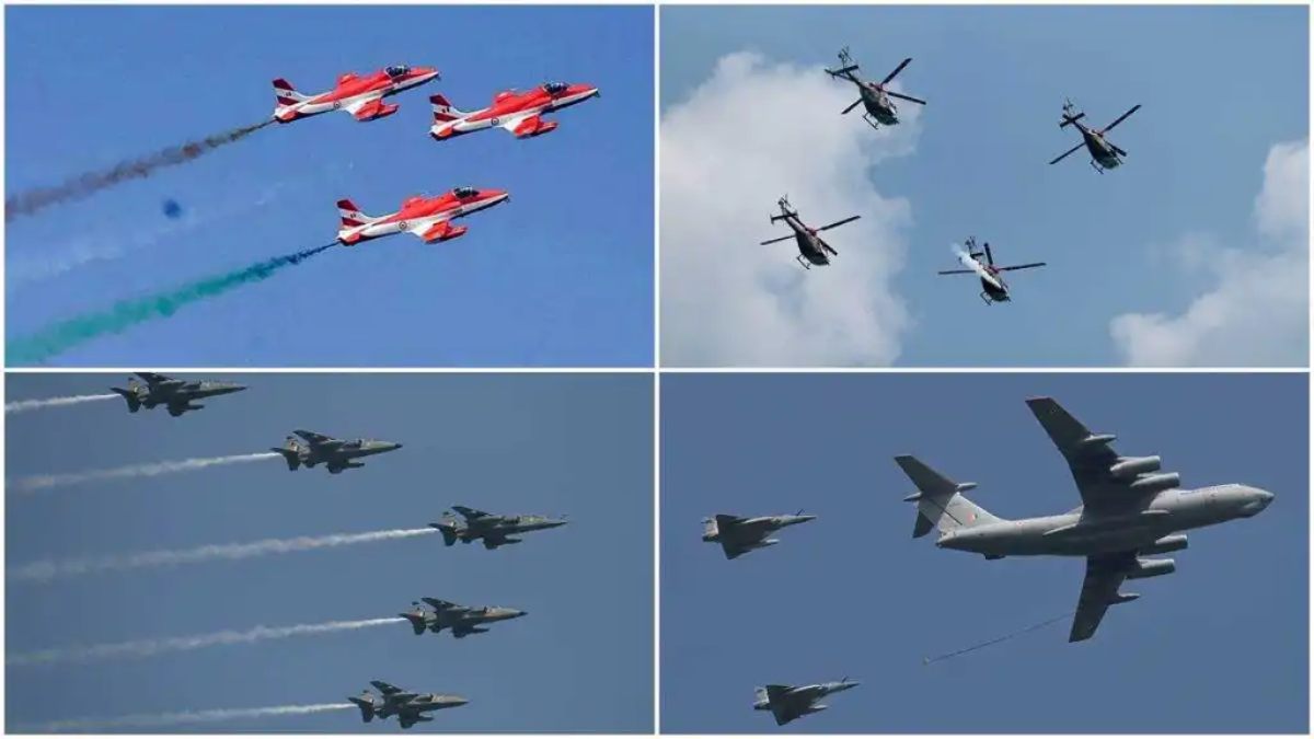 राजधानी में देश का सबसे बड़ा एयर-शो:​​​​​​​ वायु सेना के लड़ाकू विमानों ने दिखाया शौर्य, चिनूक की होल्डिंग पोजिशन तो सूर्य किरण से बनाया डायमंड शेप