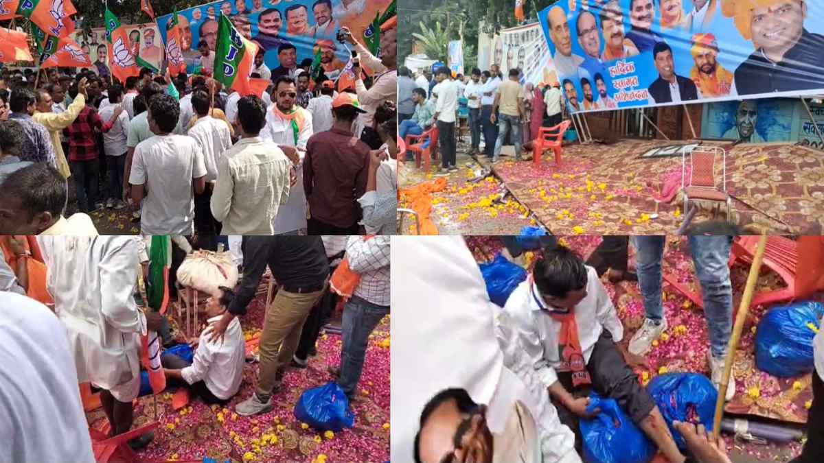 BJP कार्यकर्ताओं से भरा मंच टूटा: CM शिवराज के रोड शो के स्वागत से पहले हुआ हादसा, VIDEO वायरल
