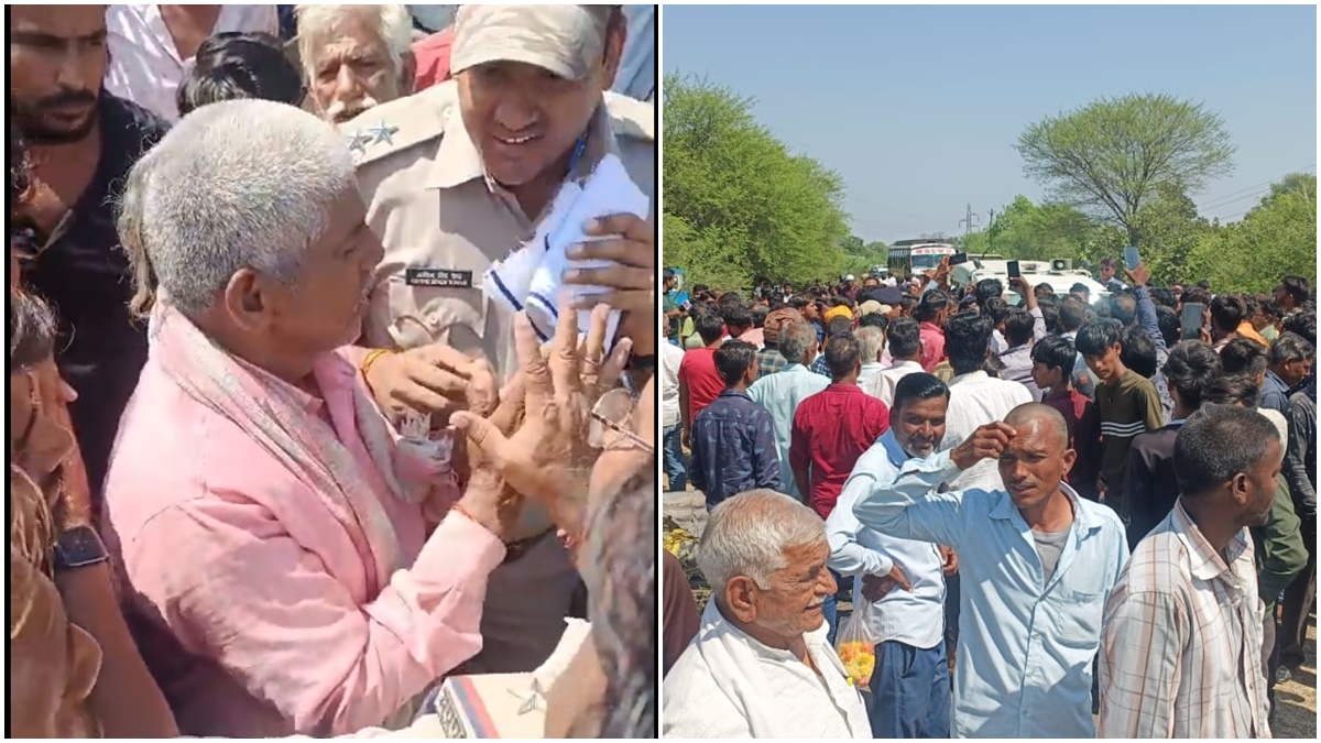 After four deaths in a road accident, villagers formed a blockade with their families in anger