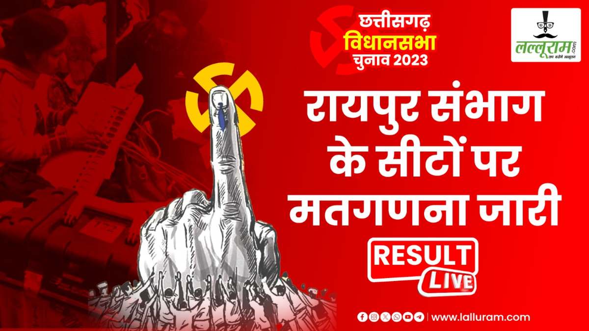 Chhattisgarh Election Result 2023 : रायपुर संभाग की 20 सीटों में से 12 में भाजपा आगे, जानिए कहां किसे मिले कितने वोट…