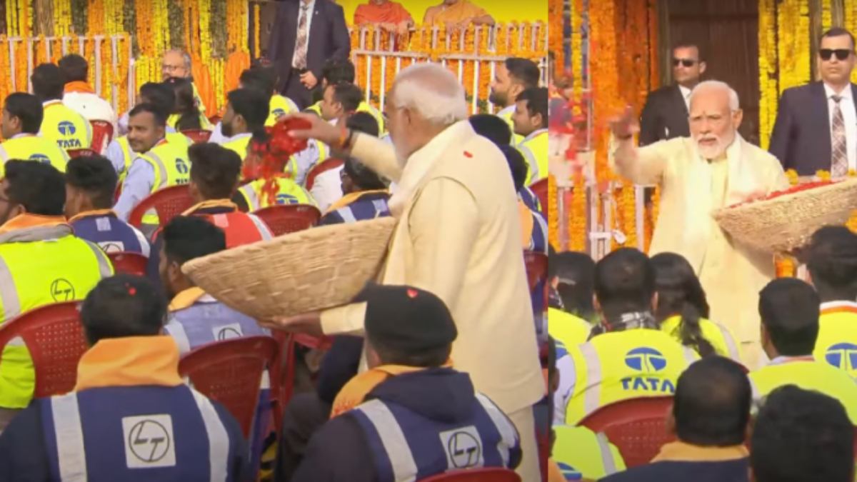 Ram Mandir प्राण प्रतिष्ठा के बाद PM मोदी ने मंदिर निर्माण से जुड़े मजदूरों पर की पुष्पवर्षा, योगदान को सराहा