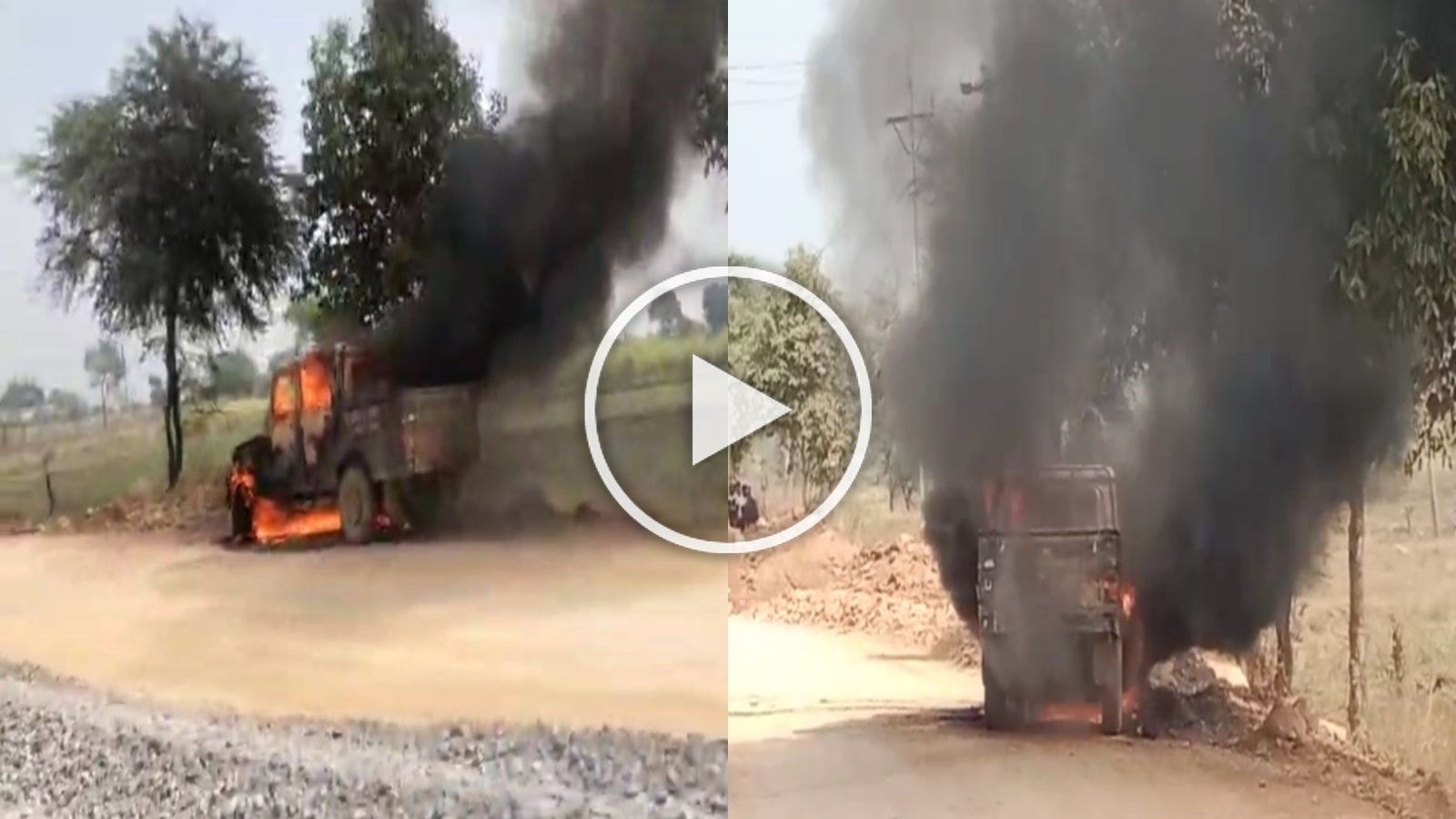 The Burning Car: सड़क निर्माण के दौरान Bolero मे लगी भीषण आग, धू-धूकर जलती आई नजर, देखें Video