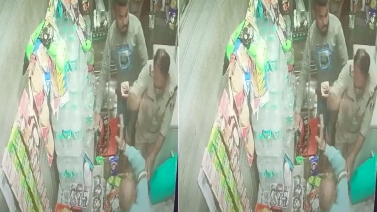 पुलिस की गुंडागर्दी: दुकान में घुसकर एसआई ने व्यापारी को पीटा, घटना CCTV में कैद