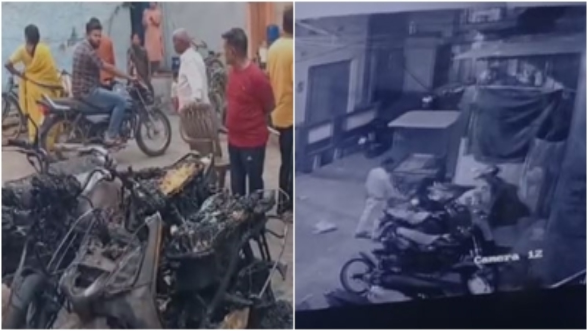 घर के बाहर खड़ी बाइक पर लगाई आग: वारदात CCTV कैमरे में कैद, आरोपी गिरफ्तार 
