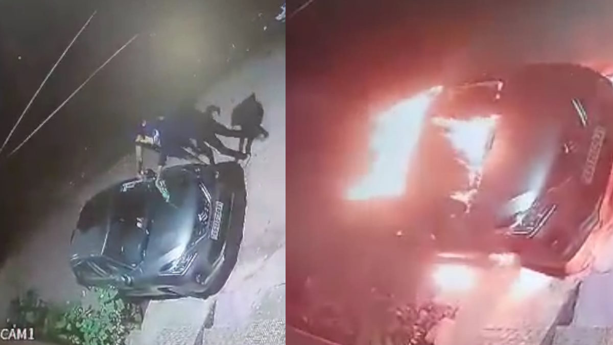 VIDEO : अज्ञात नकाबपोशों ने घर के सामने खड़ी कार में लगाई आग, सीसीटीवी फुटेज के आधार पर हो रही जांच…