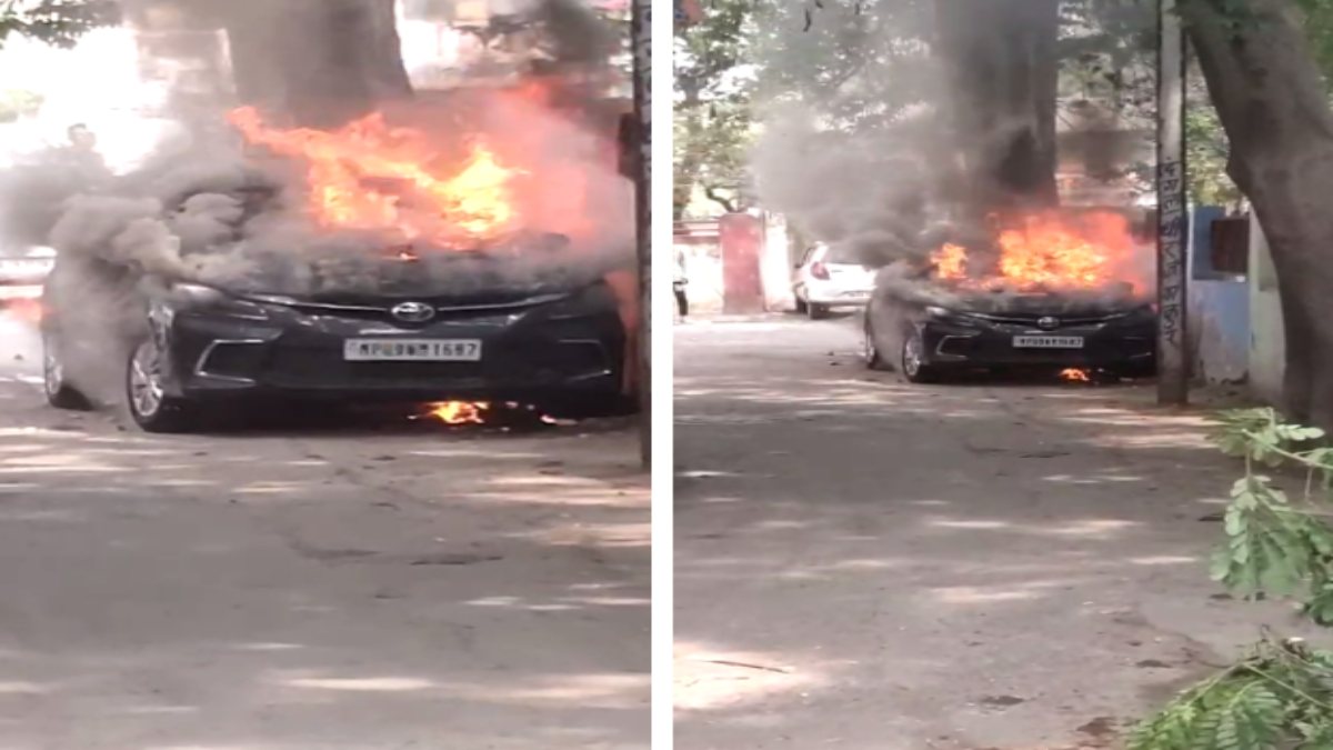 कार में लगी भीषण आग: धू-धूकर जली, कड़ी मशक्कत के बाद पाया गया काबू, देखें Video