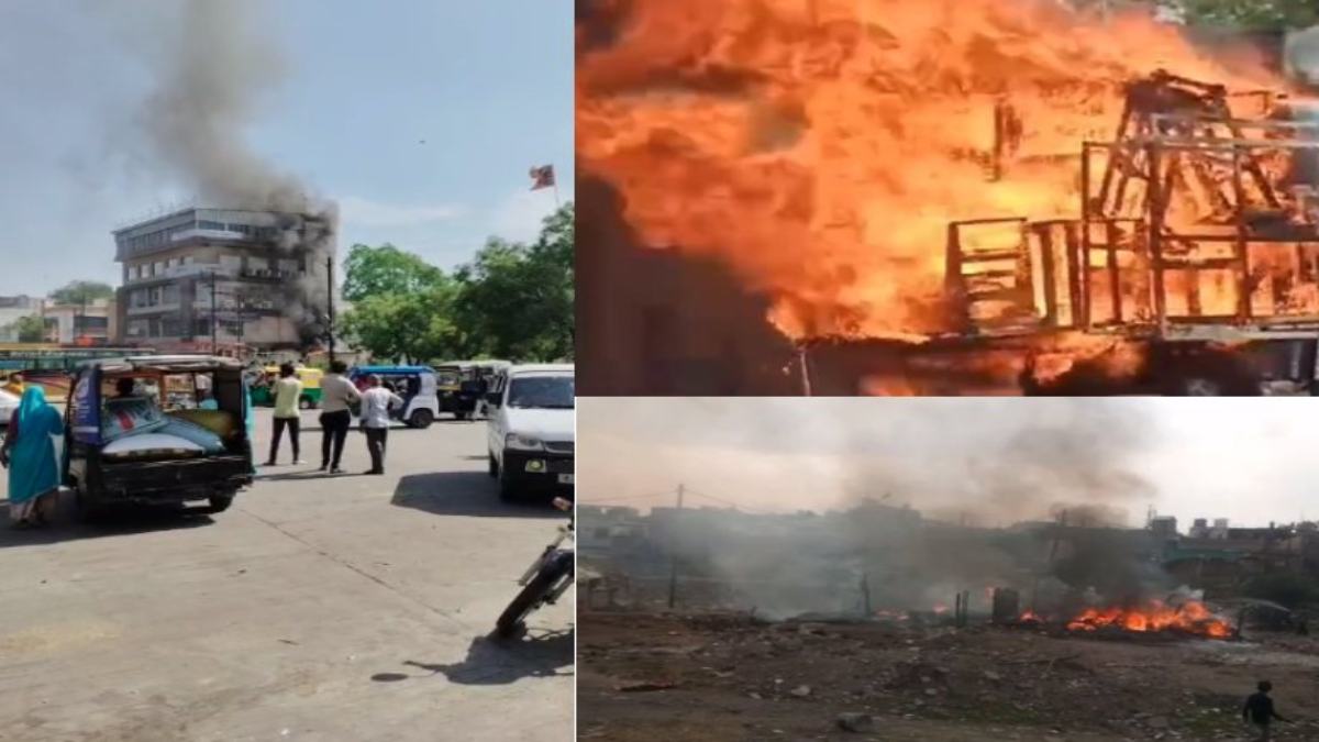 MP में अग्निकांड की 3 घटनाएं: मंदसौर में बिल्डिंग में आग से अफरा-तफरी, खरगोन में चलते वाहन में भड़की आग, इंदौर में झोपड़ी जलकर राख