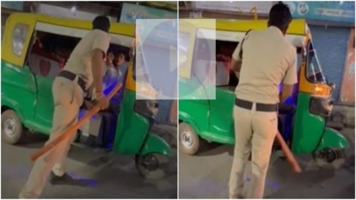 पुलिसकर्मी की गुंडागर्दी: बीच सड़क पर ऑटो चालक को पीटा, VIDEO वायरल