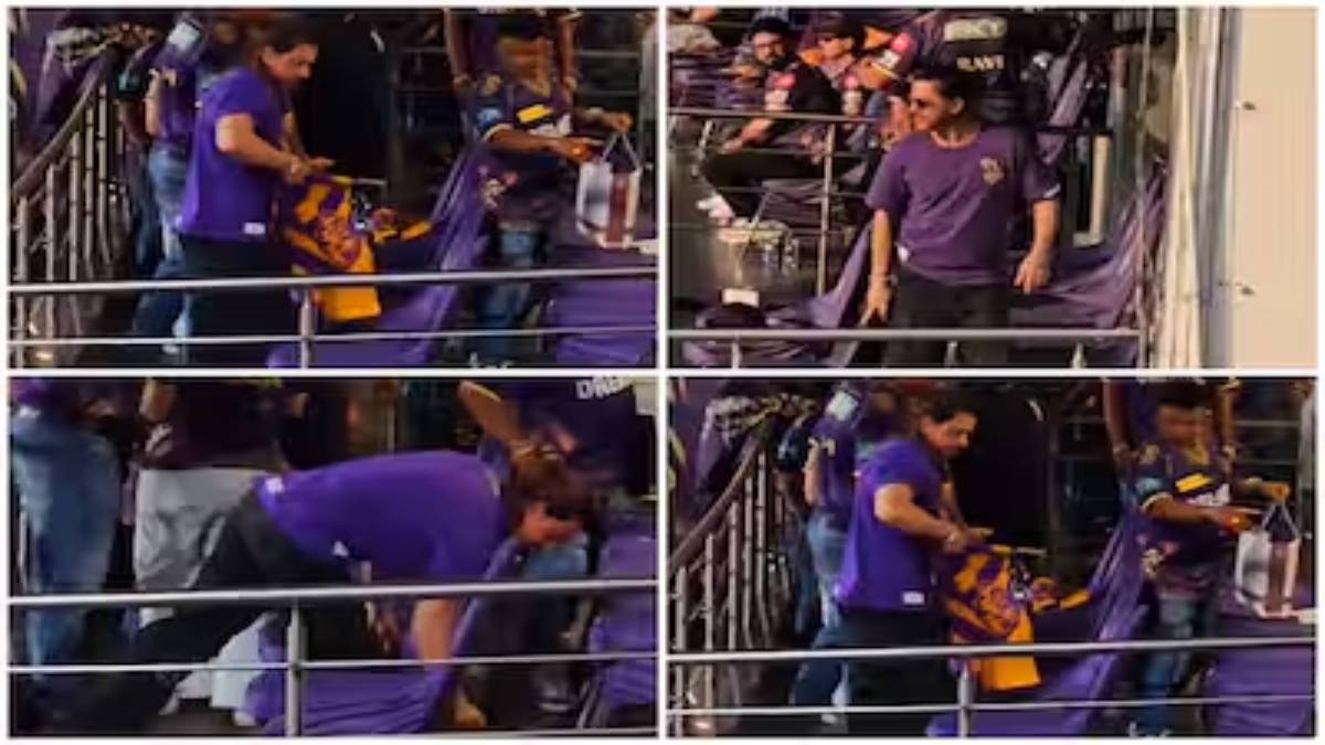 Viral Video: मैच के बाद स्टेडियम में KKR का फ्लैग उठाते दिखे Shahrukh Khan, सोशल मीडिया में वायरल हो रहा वीडियो …