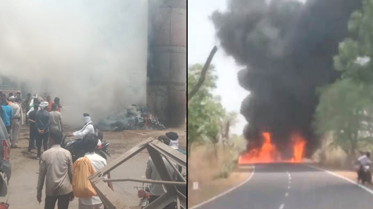 The Burning Truck and Bulldozer: JCB और ट्रक में लगी आग, जलकर हुई ‘स्वाहा’ ड्राइवर और कंडक्टर ने कूदकर बचाई जान
