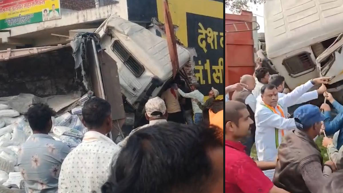 अनियंत्रित होकर ट्रक भवन में घुसा, पीसीसी चीफ बैज ने लोगों की मदद से बचाई केबिन में फंसे चालक की जान…