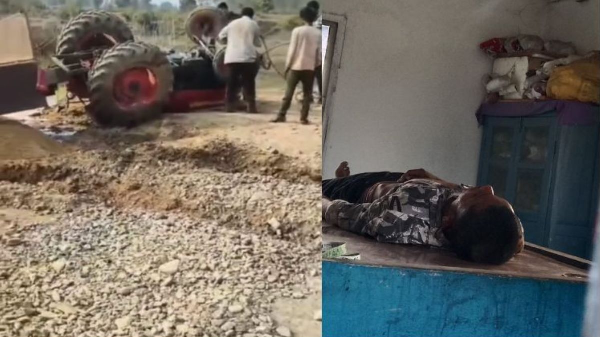 अवैध रेत से भरा ट्रैक्टर पलटा, चालक की मौत अवैध रेत से भरा ट्रैक्टर पलटा, चालक की मौत