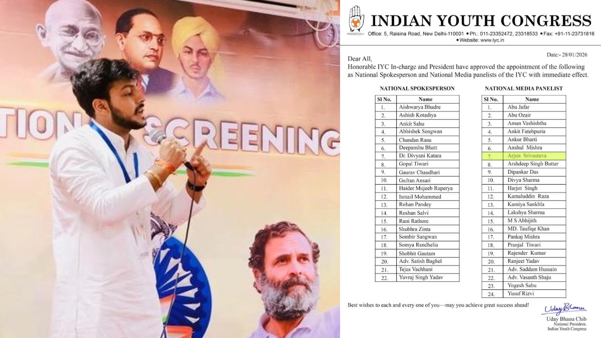 छत्तीसगढ़ के अधिवक्ता अर्जुन अमित श्रीवास्तव को मिली राष्ट्रीय जिम्मेदारी, युवा कांग्रेस के राष्ट्रीय प्रवक्ता नियुक्त