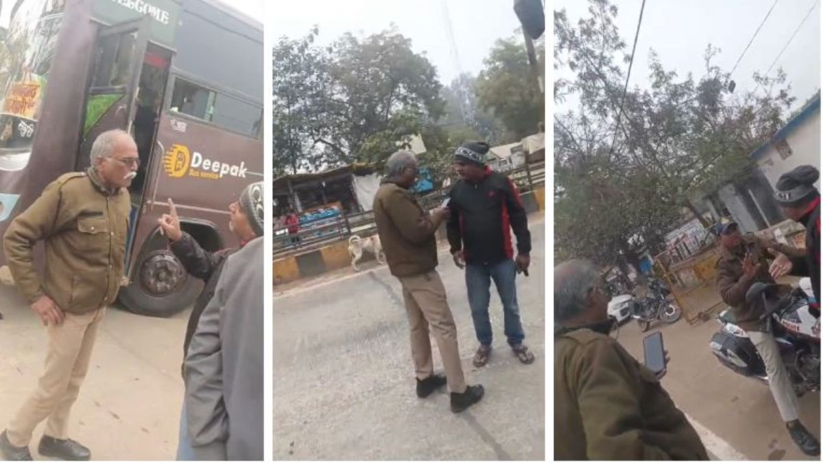 थाने के सामने बस मालिक की दबंगईः पुलिसकर्मी से धक्का-मुक्की और हुज्जतबाजी, वीडियो वायरल