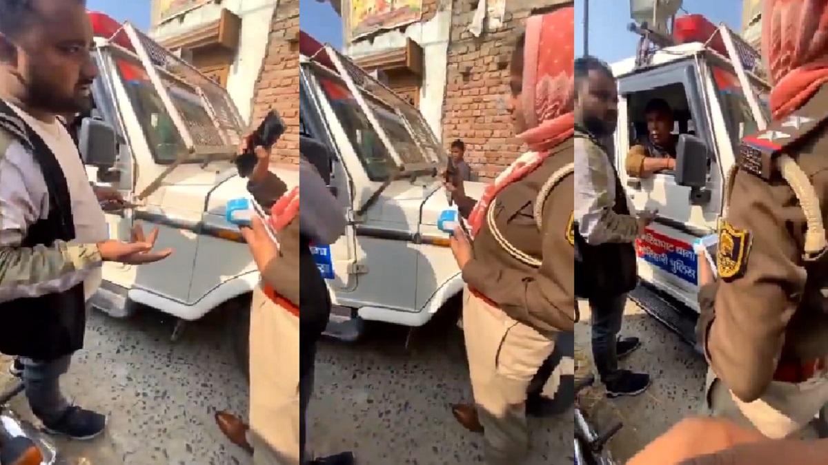 मामला उल्टा पड़ गया: गांव में चालान काटने गई पुलिस को करना पड़ा फजीहत का सामना, VIDEO वायरल
