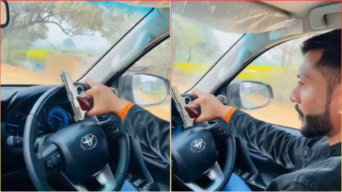 पिस्टल लेकर चलाई कार: बदमाश ने हीरो की तरह बनाया Video, वायरल होते ही पुलिस ने शुरू की जांच 