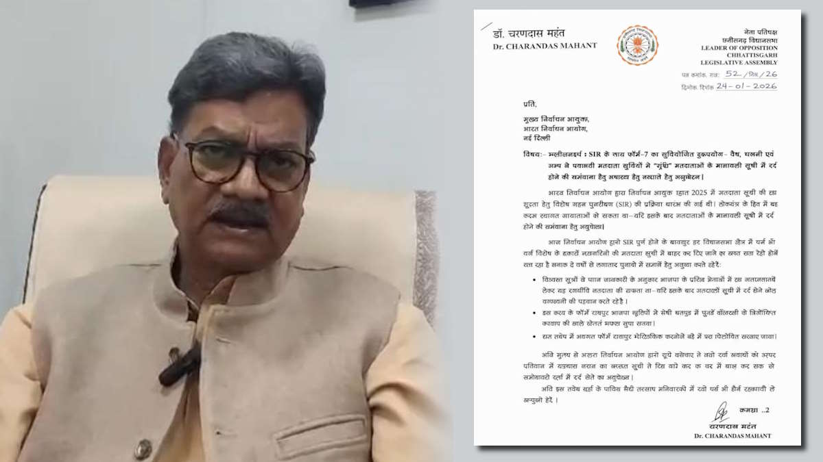 SIR विवाद: नेता प्रतिपक्ष चरणदास महंत ने निर्वाचन आयोग को लिखा पत्र, कहा- फॉर्म-7 के सुनियोजित दुरूपयोग पर तत्काल लगाई जाए रोक…