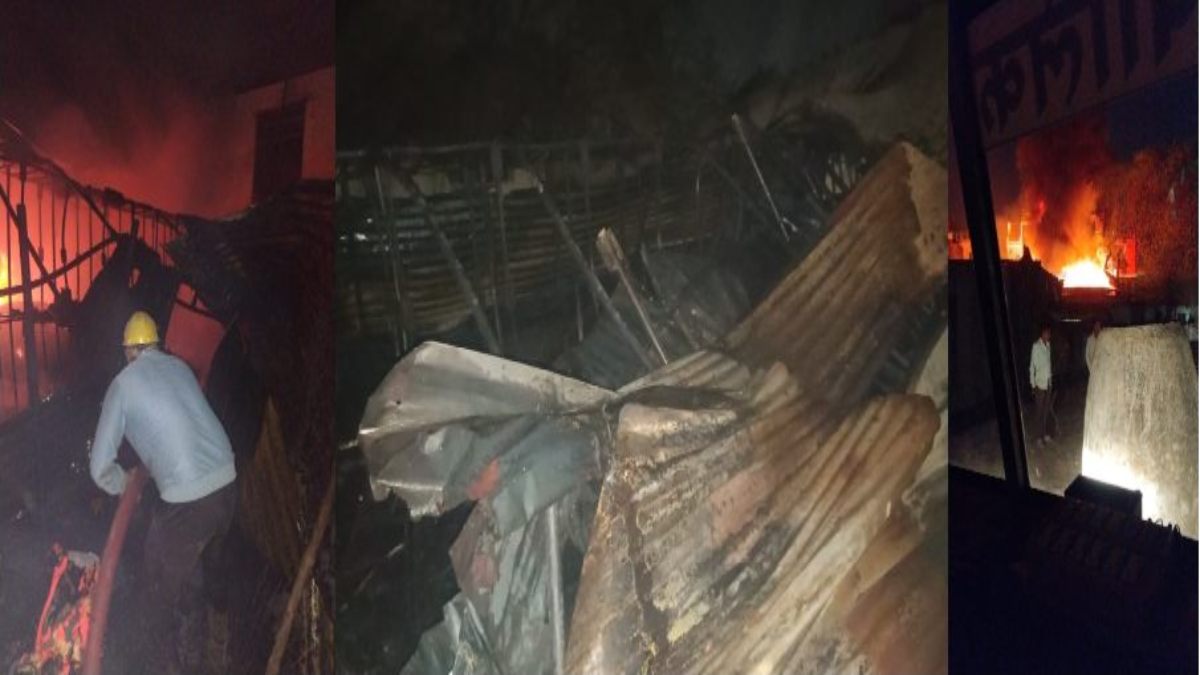टेंट गोदाम में लगी भीषण आगः 5 से अधिक फायर बिग्रेड ने बुझाई आग, लोडिंग वाहन और बाइक समेत सारा सामान जलकर खाक
