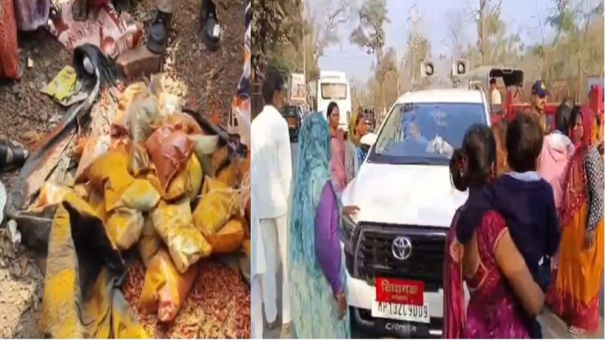 धनिया- मिर्ची और हल्दी लूटने मची होड़: लोगों ने विधायक को घेरा तो पुलिस ने संभाला मोर्चा, कोटवार पर लगे आरोप