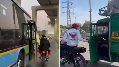 DTC बस और चलती गाड़ियों का दरवाजा खोलने वाला बाइक सवार गिरफ्तार, सोशल मीडिया में खूब वायरल हुए थे वीडियो