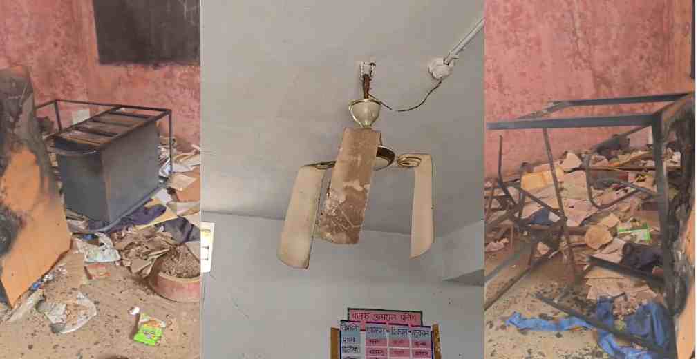 स्कूल में तंत्र-मंत्र से दहशत : क्लास रूम के बाहर बनाए तांत्रिक निशान, टेबल-कुर्सी जलाकर अराजक तत्वों ने फैलाया डर