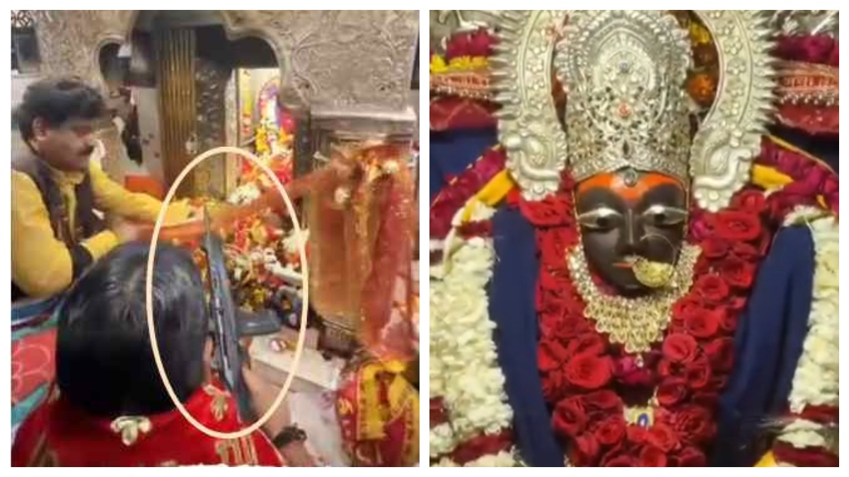 UP के बाहुबली MLA राजा भैया ने तोड़े मां शारदा मंदिर के नियम, मैहर में गर्भगृह में की शस्त्र पूजा, प्रतिबंध के बाद भी पुजारी को दी रायफल