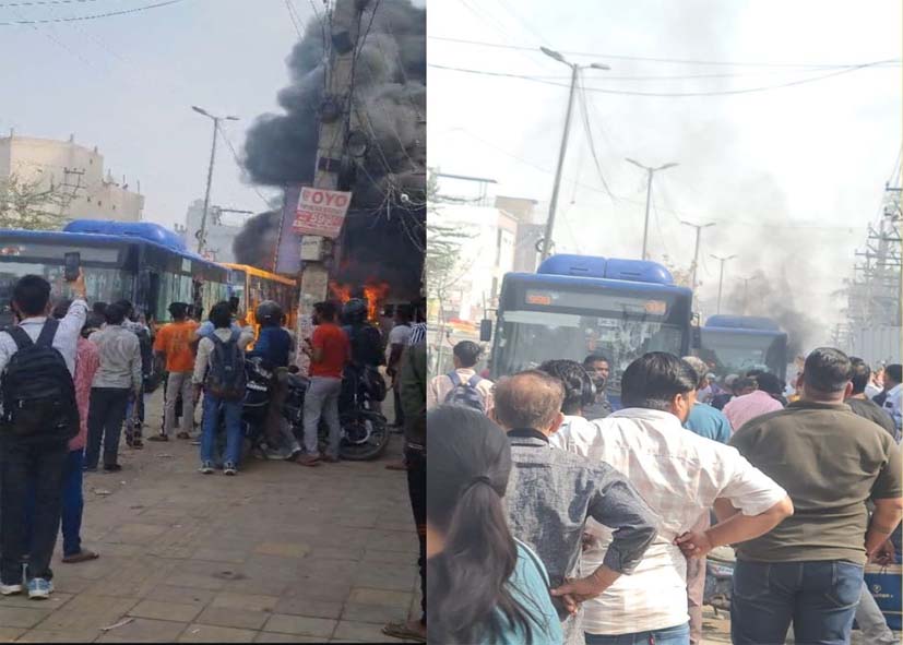 दिल्ली के नांगलोई में DTC बस हादसा: 1 की मौत, 4 घायल, गुस्साई भीड़ ने बस में लगाई आग, जांच में जुटी पुलिस