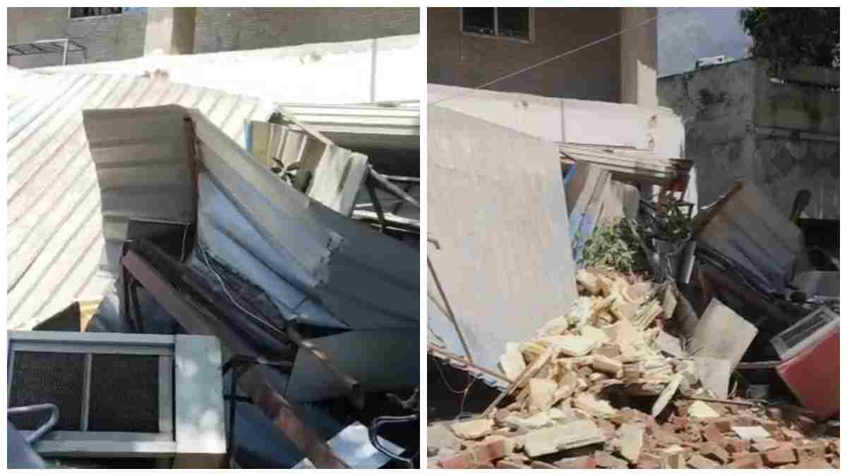 भोपाल में एम्स हॉस्पिटल के पास निर्माणाधीन बिल्डिंग का छज्जा गिरा: आधा दर्जन लोग घायल, 35 साल पुराने भवन के ऊपर बन रही थी बिल्डिंग  