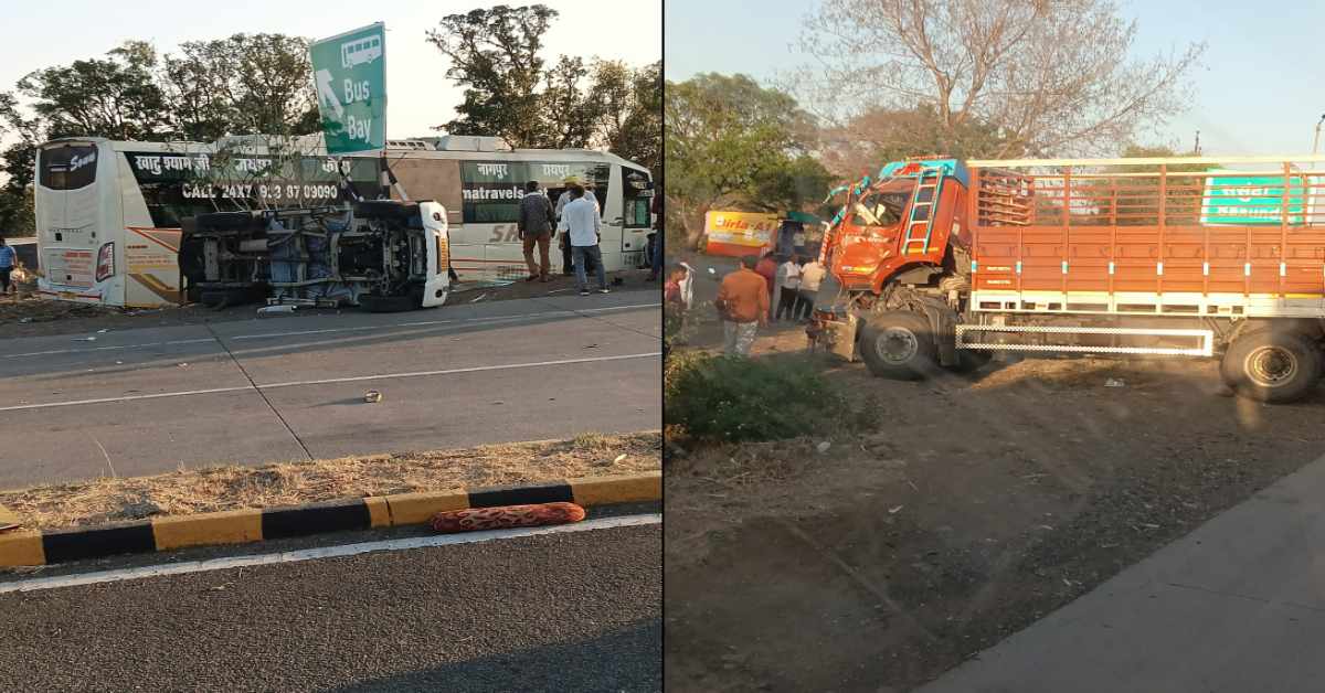 नागपुर-भोपाल हाईवे पर भीषण टक्कर: बस-ट्रक और पिकअप भिड़े, मची अफरा-तफरी