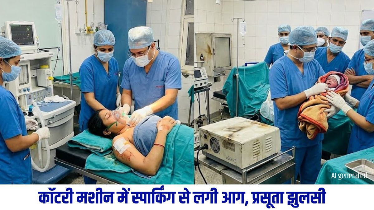 ऑपरेशन थियेटर में टला बड़ा हादसा : ऑपरेशन के दौरान कॉटरी मशीन में लगी आग, प्रसूता झुलसी