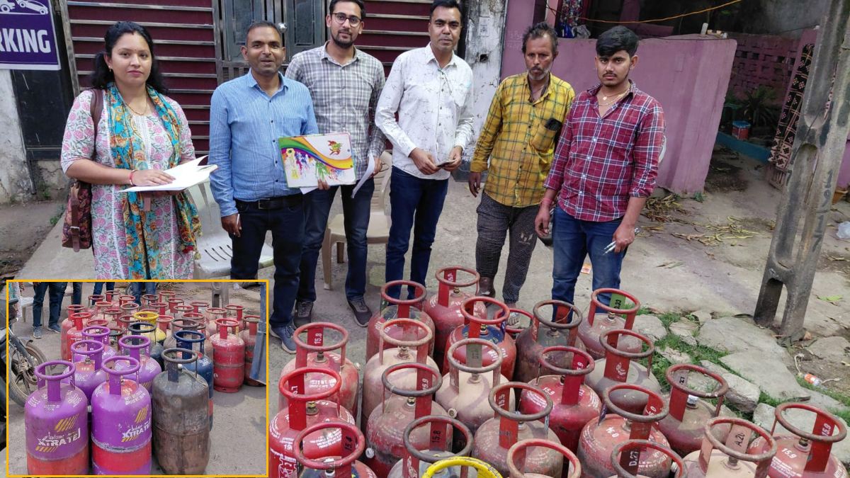 LPG सिलेंडर की कालाबाजारी पर प्रशासन का शिकंजा: घर में चल रहा था रिफिलिंग का काम, छापेमारी में भारी मात्रा में सिलेंडर जब्त