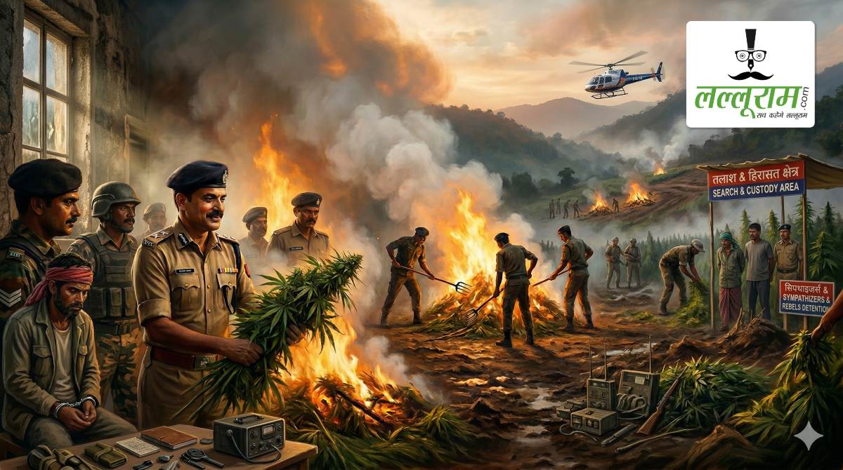 पुलिस का डबल प्रहार: 48,160 एकड़ में फैली अवैध गांजे की खेती को जड़ से किया नष्ट, ध्वस्त हुआ 2,700 करोड़ का नशे का साम्राज्य, नक्सलियों की कमर टूटी