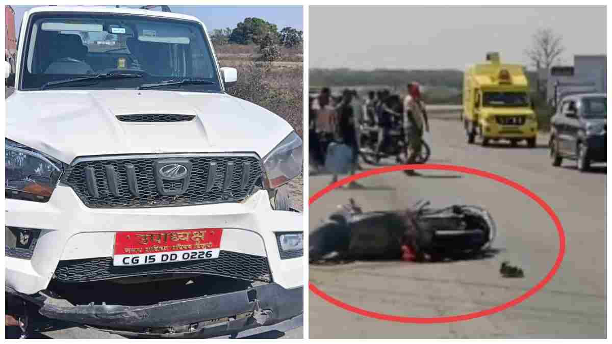 तेज रफ्तार स्कॉर्पियो का कहर: दंपत्ति को टक्कर मार एक किलोमीटर तक स्कूटी को घसीटा, हादसे के बाद स्कूटी में लगी आग, अधेड़ की मौत