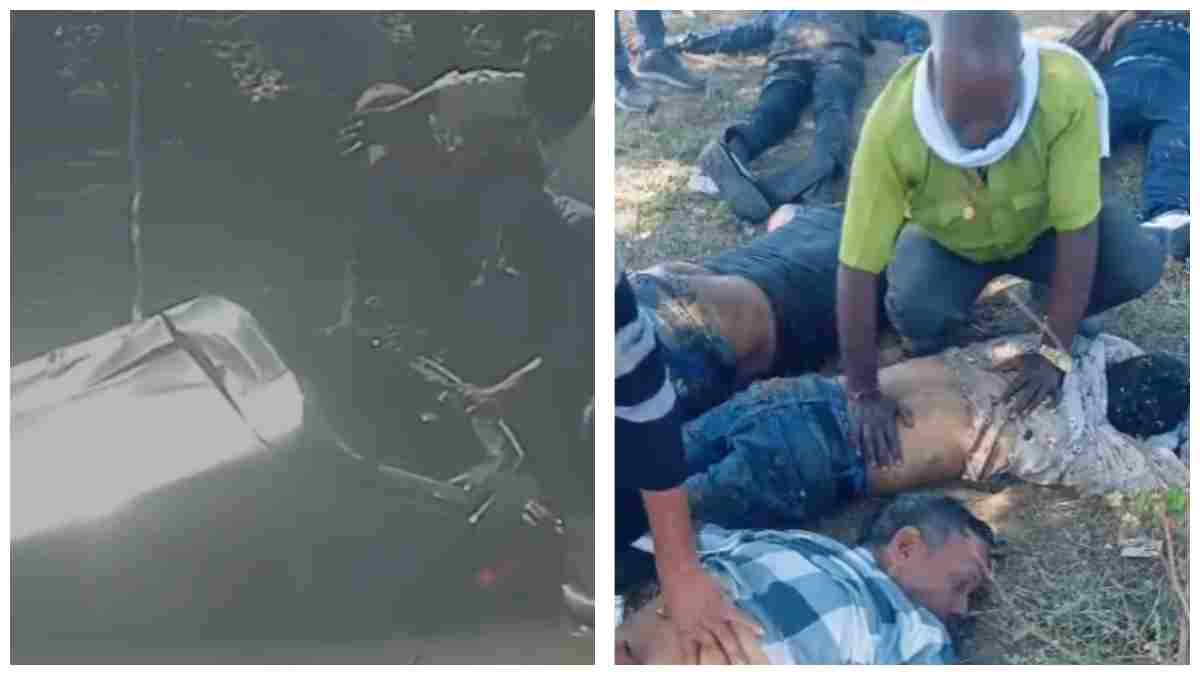 हाईवे पर भीषण हादसा: तेज रफ्तार कार 15 फीट नीचे नाले में गिरी, 1 की मौत, 5 गंभीर घायल; शादी समारोह जा रहा था परिवार