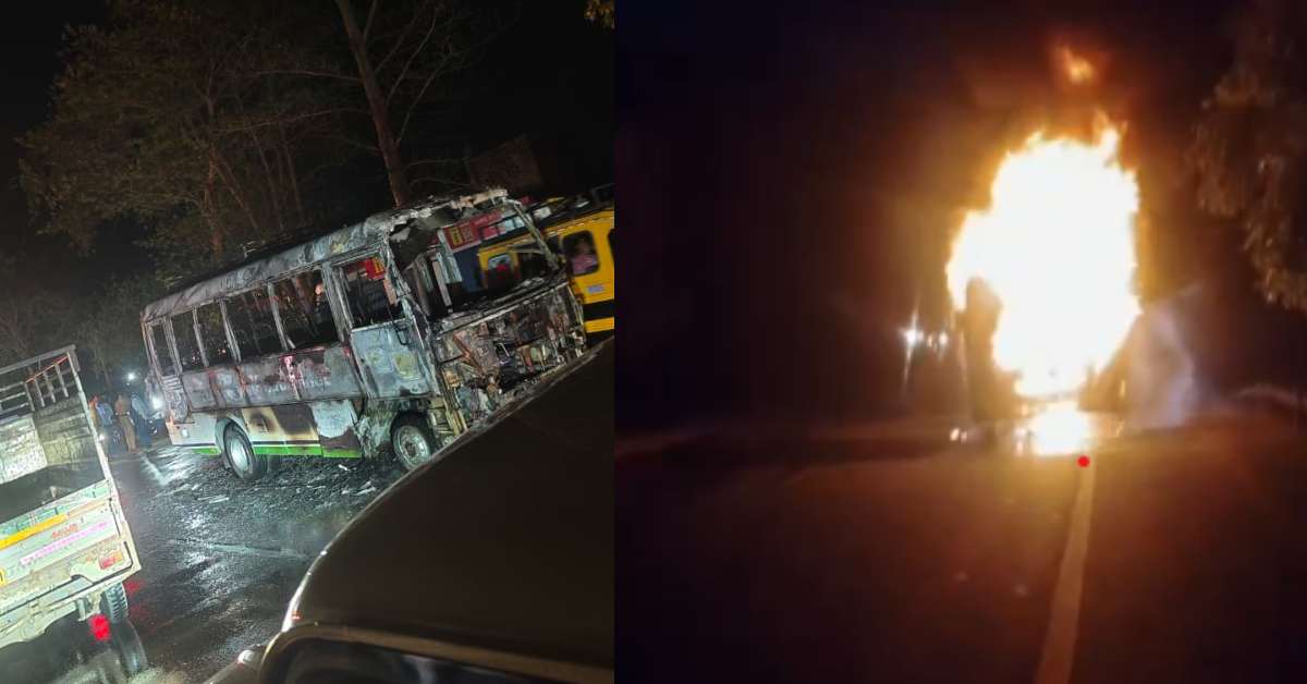 चलती बस बनी आग का गोला, चालक की सूझबूझ से टला बड़ा हादसा,यात्रियों ने कूदकर बचाई जान