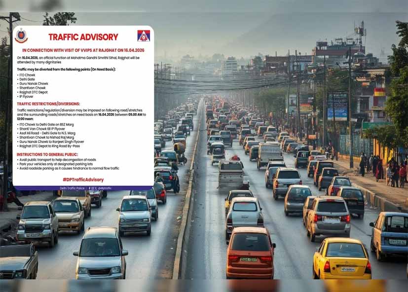 साउथ दिल्ली में आज VVIP मूवमेंट, कई रास्तों पर ट्रैफिक रहेगा प्रभावित; देखें कहां रहेगा रूट डायवर्जन