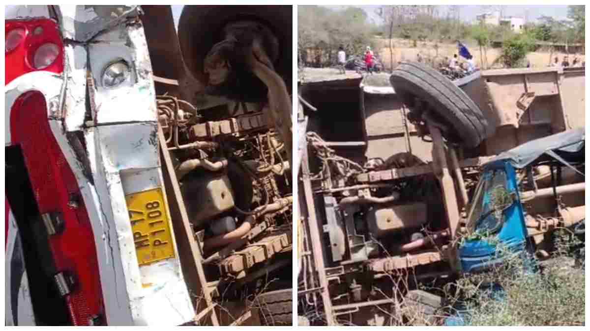 सतना-चित्रकूट मार्ग पर बड़ा हादसा: अनियंत्रित होकर पलटी बस, 10 से अधिक यात्री घायल 