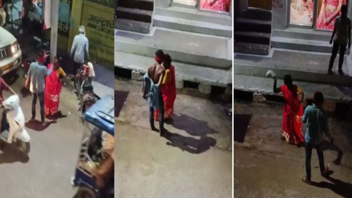 शराबी पति का पत्नी के साथ बीच बाजार हाईवोल्टेज ड्रामाः नशे में कपड़े फाड़कर पिटाई, वीडियो वायरल