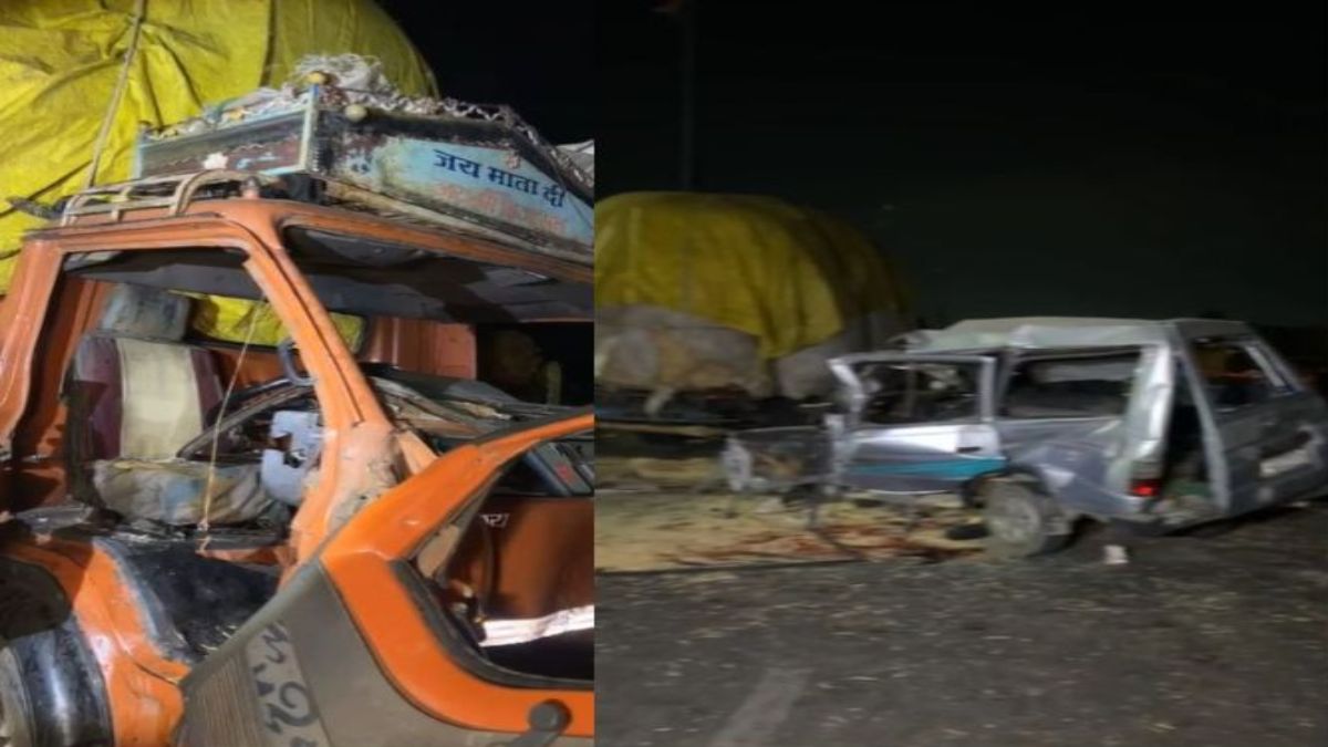 इंदौर भीषण सड़क हादसे में 4 मौतः दुल्हन लेकर लौट रहे बराती की कार ट्रक के पीछे घुसी, कार में 11 लोग थे सवार, आक्रोशित परिजनों ने सड़क पर लगाया जाम