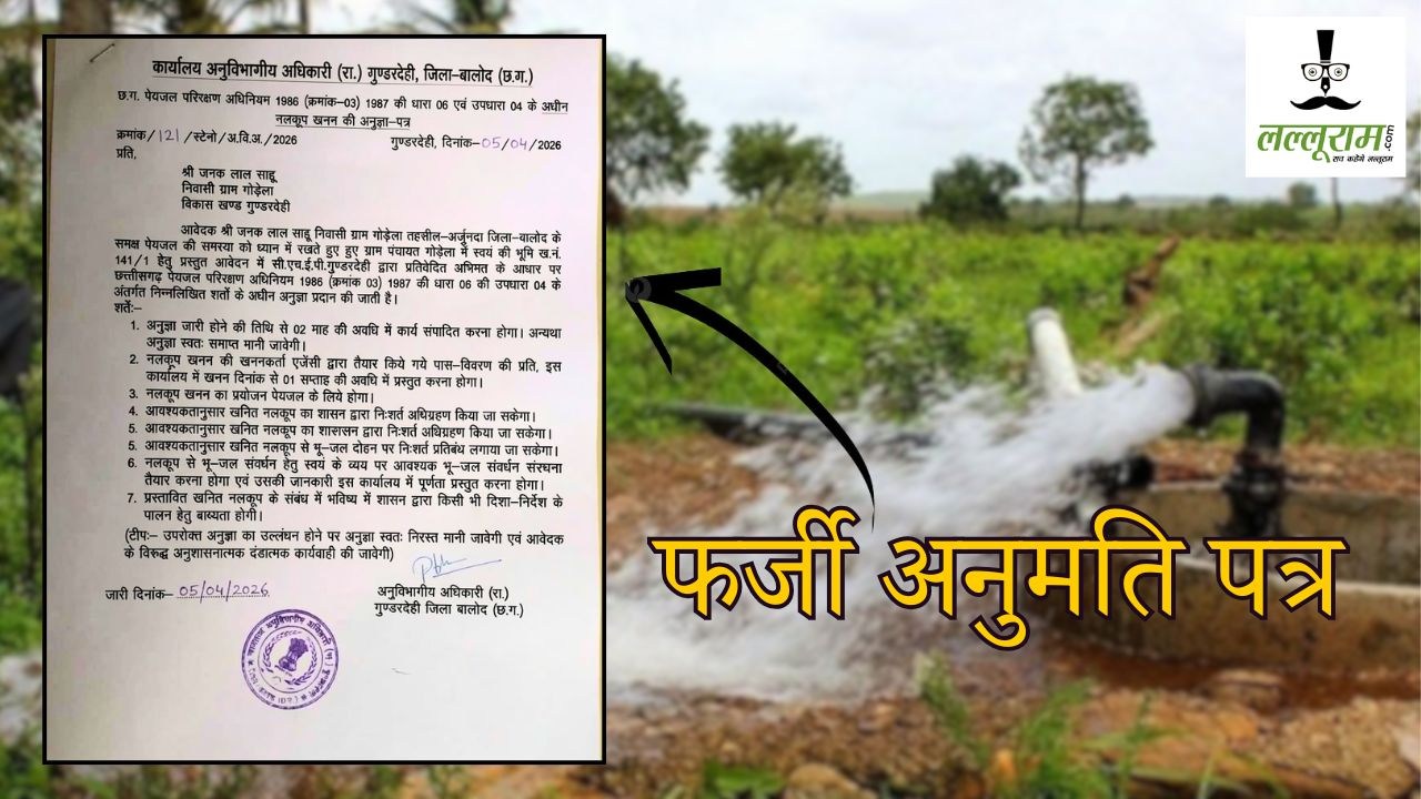 CG News : बोर खनन के लिए SDM के नाम से बनाया फर्जी अनुमति पत्र, मामला दर्ज करने के आदेश