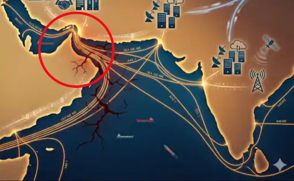 भारत समेत दुनियाभर में इंटरनेट ठप होने का खतरा: अमेरिका से जंग बढ़ने पर होर्मुज में बिछीं इंटरनेट केबल्स को काट सकता है ईरान, भारत का एक-तिहाई वेस्टबाउंड इंटरनेट ट्रैफिक इसी रास्ते जाता है