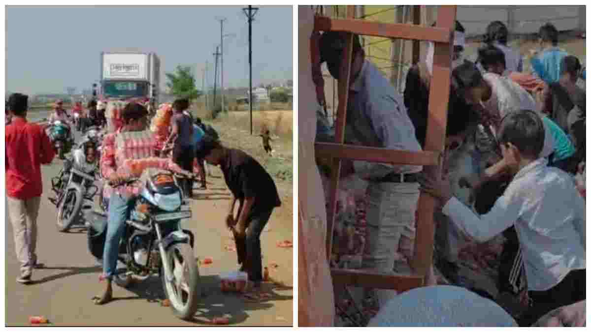 इंसानियत शर्मसार: ट्रक पलटने के बाद ‘कोल्ड ड्रिंक’ लूटने की मची होड़, घायल की मदद के बजाए बोतलें लूटकर भागे लोग   