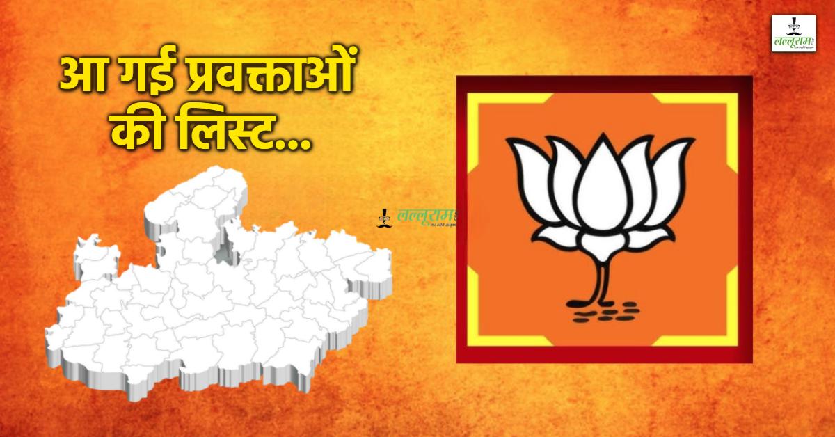 बीजेपी प्रवक्ताओं की सूची जारी: विधायक-पूर्व विधायक को भी मिला स्थान, 9 सह मीडिया प्रभारी-41 मीडिया पैनलिस्ट नियुक्त, यहां देखें पूरी लिस्ट