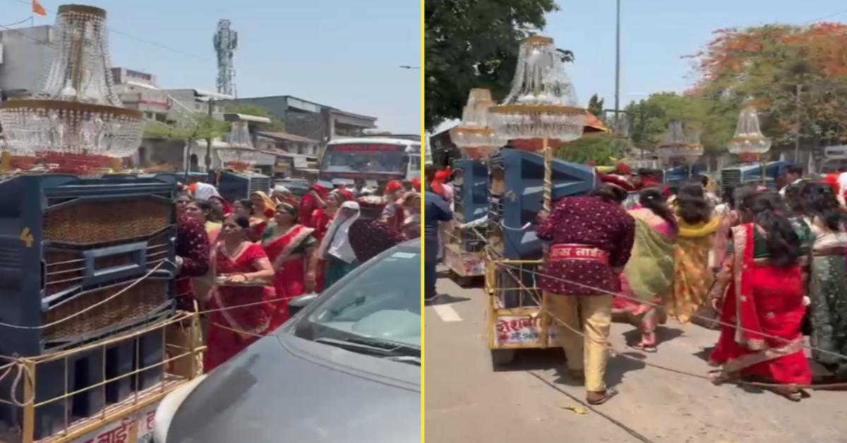 लू के थपेड़ों के बीच देसी जुगाड़: बारात में बैंड बाजे के साथ दौड़ा कूलर!, देखें वीडियो