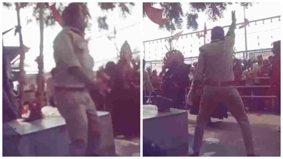 ड्यूटी के दौरान झूम उठा पुलिसकर्मी, काली नृत्य के साथ जवान के डांस का Video वायरल